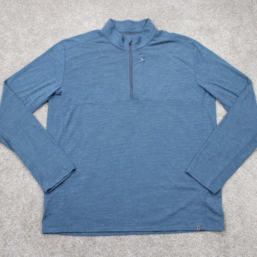Royal Robbins Sweatshirt Mens XL Blue Active Fit 1/4‎ Zip Polyester Stretch L/S